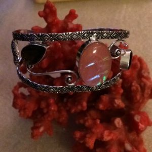 Vintage 925 Australian tribal opal cuff